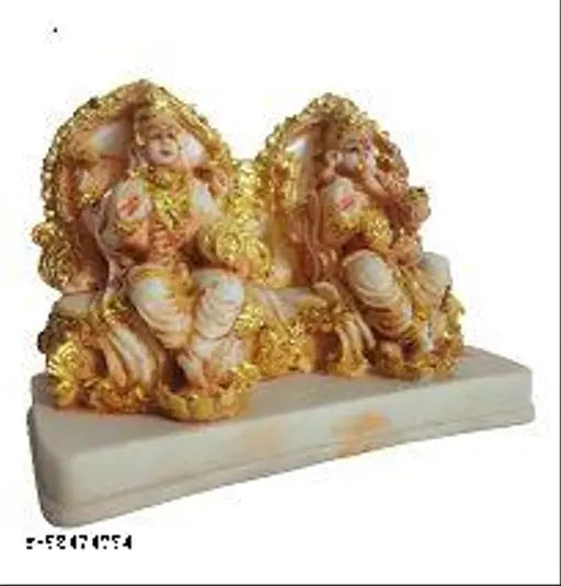 Poly resin Laxmi Ganesha statue, 7" x 6" x 3", home & office puja ornament