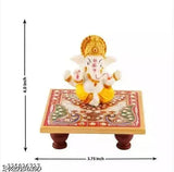 Multicolor marble Ganesha idol, ornate showpiece for office or home decor, 4x2x4 inches