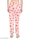 Peach acrylic women's winter fleece leggings for casual lounge wear, assorted prints