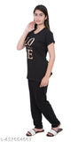 Cotton blend round neck co-ord set nightsuit, printed pattern for women's casual wear, India origin