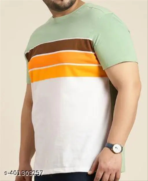XXXL acrylic striped men's t-shirt, vibrant colors in fashion-forward style