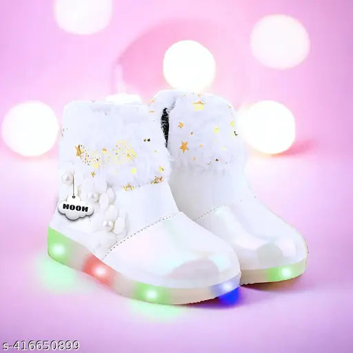 Faux leather/leatherette, lightweight LED light shoes for girls - stylish, skin-friendly range in various sizes (India)