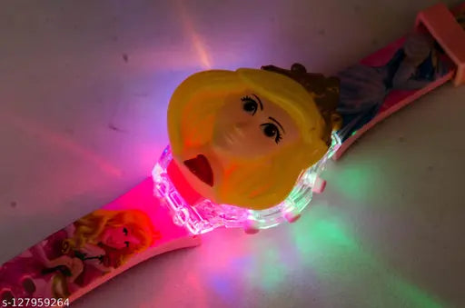 Glowing disco watch, digital 3D princess figure toy, free size, India-made gift for kids