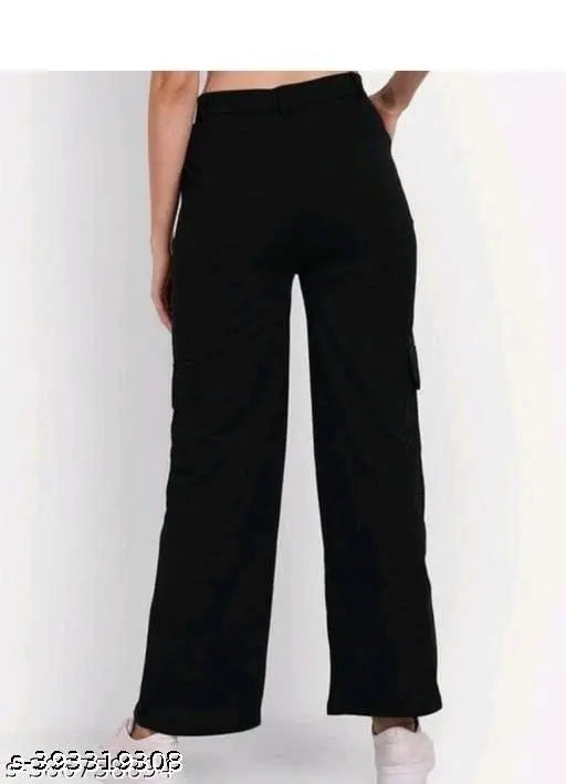 Women's solid bell boutam cotton-lycra trousers, available in sizes 26, 28, 30, 32, and 34 (India origin)