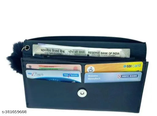 Multicolor faux leather wallet pack for girls, embellished design, 2 compartments, free size (10in x 8in), made in India