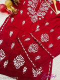 Rayon embroidered kurta set with plazoo, three-quarter sleeves, Indian wedding season, chikankari work on display