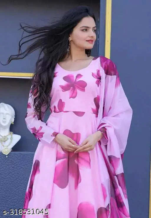 Georgette digital print blouse with dupatta, Indian fashion trend by ZiYAA