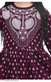 Maroon rayon kurta set with palazzo pants for kids, festive and traditional Indian ethnic wear