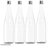 Clear, leak-proof glass water bottles (1L each) for beverages, oil, vinegar, beer, soda - pack of 3 by Hari Enterprise, BPA-free, Made in India