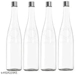 Clear, leak-proof glass water bottles (1L each) for beverages, oil, vinegar, beer, soda - pack of 3 by Hari Enterprise, BPA-free, Made in India