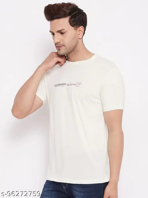 Indian cotton blend half sleeve round neck printed t-shirt for men, XXL - Chest 46in, Length 30in