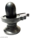 Black handcrafted marble Shivling statue, 6 cm tall and 4 cm wide