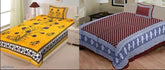 Cotton Jaipuri single bed sheet combo pack with 2 pillow covers, 160 thread count, India origin