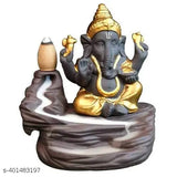 Shiv-Ganesha Comboshivji gold Ganesh Smoke Fountain Backflow Waterfall Incense Holder Showpiece Statue with 108 Back Flow Incense Cones - Indian handcrafted Aadiyogi and Ganesh figurine for religious idols, smoke fountain art form
