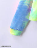 Vibrant TIE DIE print cotton-blend crop top hoodie, long sleeves for kids (3-4yrs to 8-9yrs), India origin