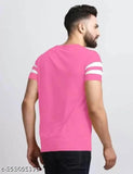 Mens cotton blend striped round neck t-shirt, short sleeves, stylish casual top