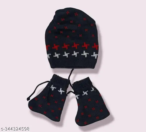 Baby woolen sweater set with pyjama top & trouser dress, warm and cozy printed winter clothes for girls