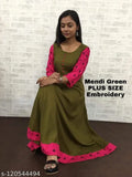Plus-size rayon slub kurti, embroidered sleeves and ghera, 100% quality Indian ethnic wear
