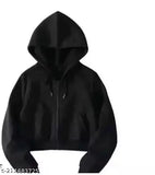 Solid-colored fleece long sleeve top by ceop huddy for women, made in India (XS - bust 32in, length 24in)