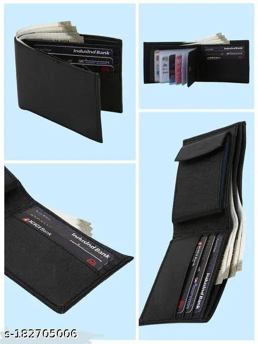 Royal king Uinicq premium PU leather bi-fold men's wallet, solid pattern, free size (12cm x 10cm) - classic, hand-stitched, durable travel/office accessory