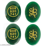 Green Jade Zibu Crystal Stone Coins - Attracts prosperity, enhances wealth, and aids in financial well-being. Indian-origin, natural non-synthetic cabochon oval shapes (2pcs, both sides)