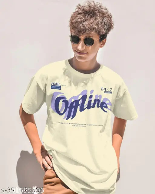 Men's cotton lycra short sleeve t-shirt with printed design, made by imported cool fabrics. M size (38in chest, 27in length)