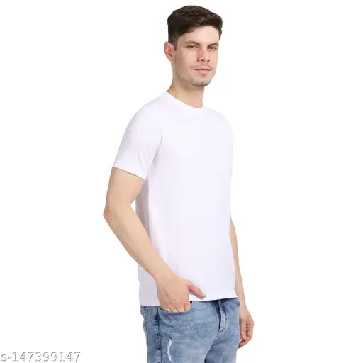 Navy and white GOCOSTAR men's cotton round neck regular t-shirt combo (2 pack), short sleeves, solid pattern