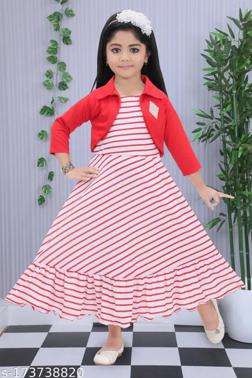 RedjackFrock cotton blend ethnic gown with printed net, three-quarter sleeves for little girls aged 2-5 years. Indian-made frock perfect for all seasons, stylish and comfortable