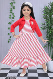 RedjackFrock cotton blend ethnic gown with printed net, three-quarter sleeves for little girls aged 2-5 years. Indian-made frock perfect for all seasons, stylish and comfortable