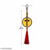 High-quality, wooden Jesus Christ car dashboard idol and holy cross combo showpiece figurine decorative showpiece, made in India with pre-installed designer thread strip for easy hanging