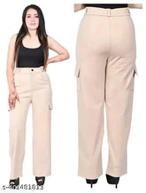 Brown cotton blend solid pant from MJ fashion
