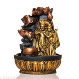 Multi-colored poly resin Radha Krishna water fountain for home decor, ideal for bedroom, kitchen, dining, balcony, office - SF45