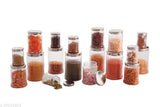 Airtight, high-quality PET plastic jars, pack of 18 for spices & grains storage, India-made, food-grade, BPA-free, easily viewable contents