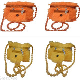 Pink & purple polyester mini artificial fur handbags (4-pack) for baby girls gift – includes accessories like hair bands, clips, necklace, & bracelet