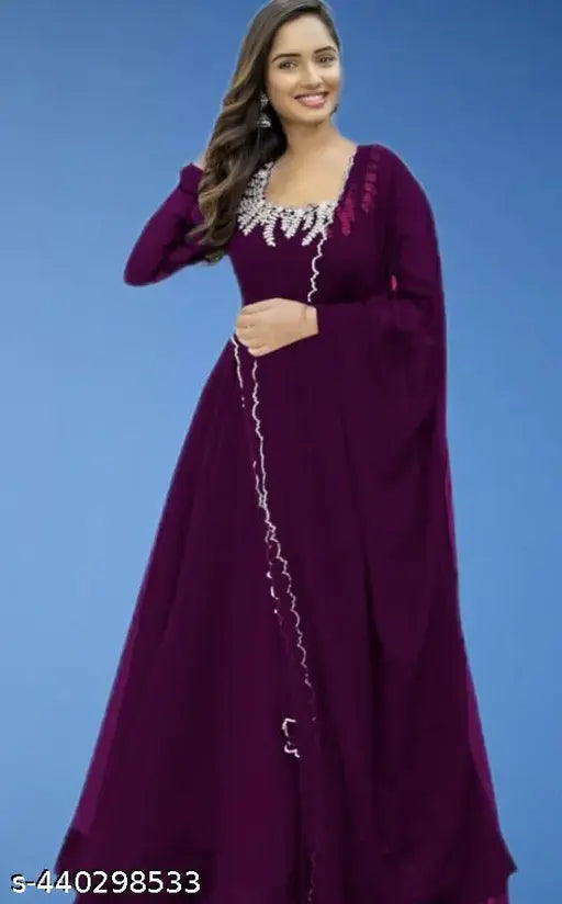 Green georgette khjuri7 long-sleeved top, solid pattern, Indian ethnic wear