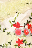 Embroidered net floral print sleeveless frock for girls, India