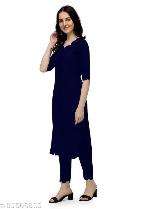 Stylish rayon kurta top and palazzos set for women - solid design, trendy and comfortable