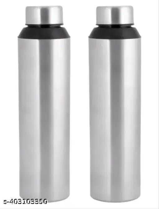 Stainless steel, leak-proof office/school water bottle (900 ML), wide mouth for ice cubes, silver color