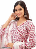 Pink Rayon three-quarter sleeve printed kurta with pants, set features Chitrarekha design for attractive women's wear from India