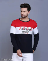 Cryptic color block printed men's red full sleeve cotton blend t-shirt - Confident style, bio-dyed and comfortable fit