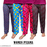 Multicolor cotton women's pyjamas and lounge pants set (Pack of 4) - soft, breathable sleepwear for yoga or lounging