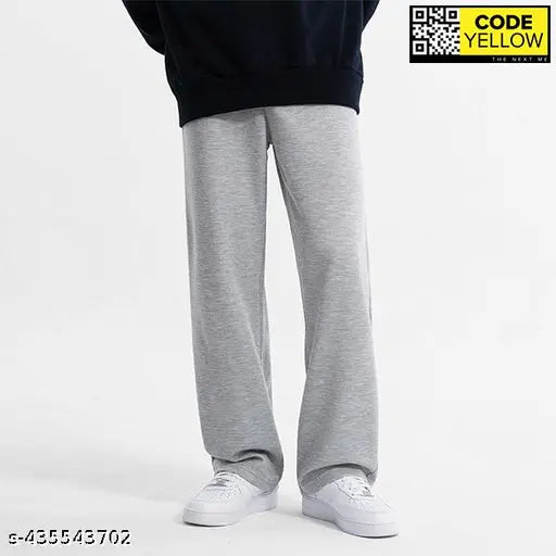 Grey Cotton Blend Slim Fit Track Pants - Comfortable, breathable, and stylish athleisure wear for men and women