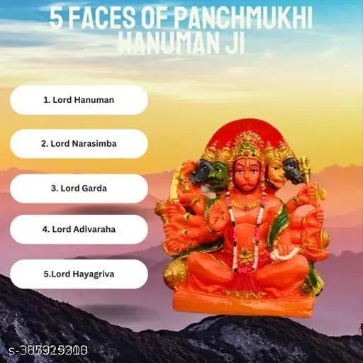 Resin Panchmukhi Hanuman Ji Murti Bala Ji, 6 inch high, perfect for home & office decor