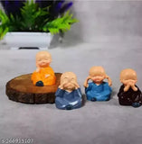 Resin Monk Buddha set (4 pieces), handcrafted home decor with a height of 4.5 cm, ideal for Feng Shui and gifting