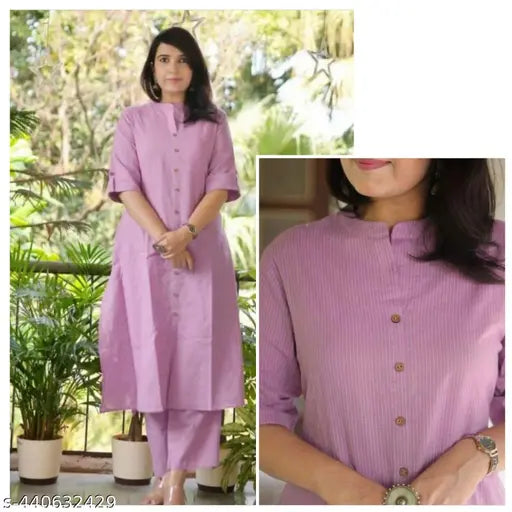 PINK cotton khata coord set: Kurta Plazzo with short sleeves, pack of 2 for Indian ethnic wear