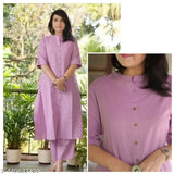 PINK cotton khata coord set: Kurta Plazzo with short sleeves, pack of 2 for Indian ethnic wear