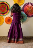 Unique silk princess choli dress for kids, solids with taffeta lehenga, short sleeves, India origin