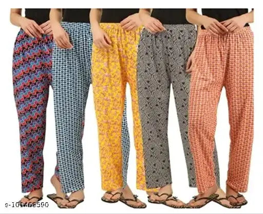 Multicolor cotton pajama bottoms for women, knee-length lounge wear with diverse prints by absolute trends