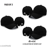Trendy Adjustable Cotton Baseball Caps (3-pack) for Men & Women - Unisize, Solid Design, Made in India