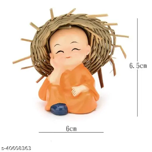 Polyresin Monk Buddha Idols set of 4 - SAUDEEP Trading decorative figurines ideal for cars and homes